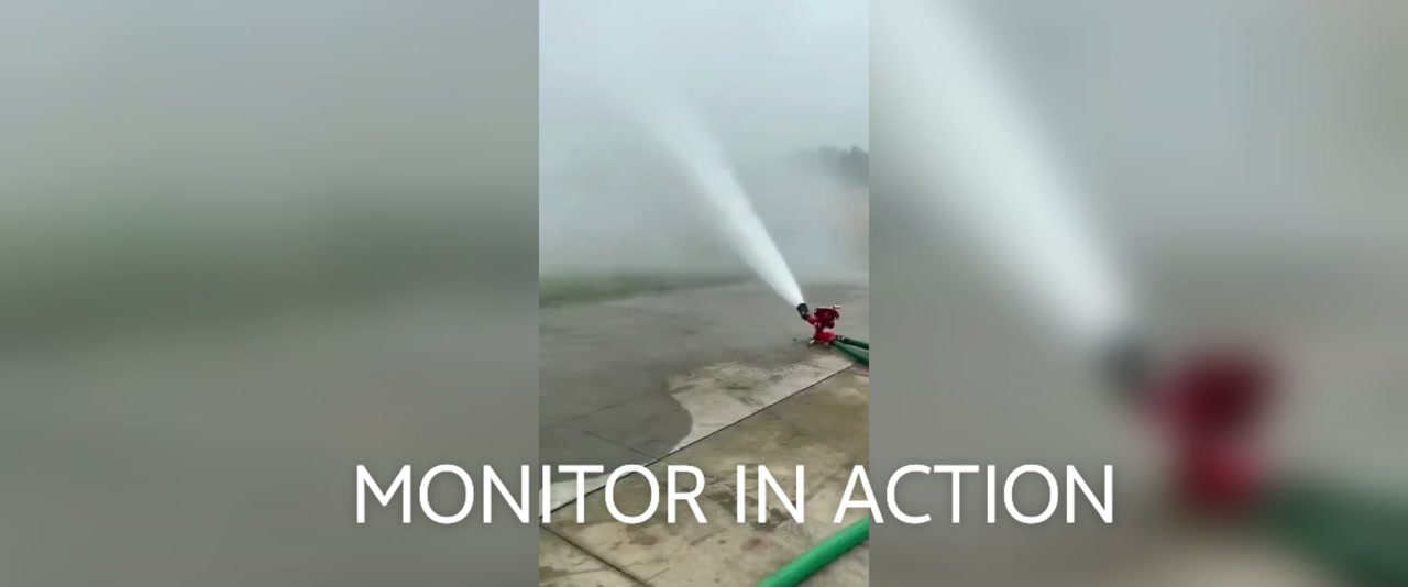 FireGuard water monitor spraying during a field demonstration